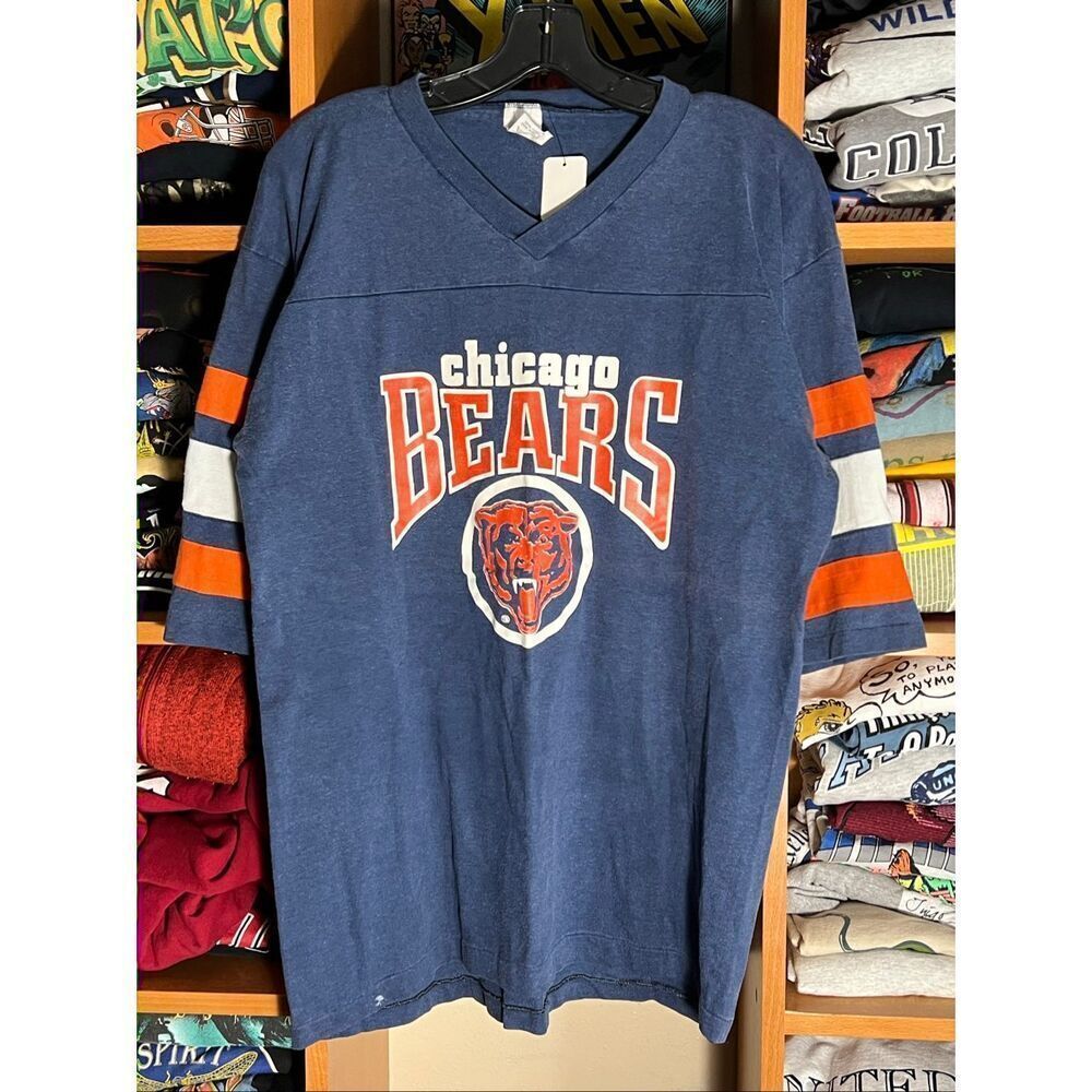 Vintage 80s Logo 7 NFL Chicago Bears 1/2 Sleeve Jersey Shirt